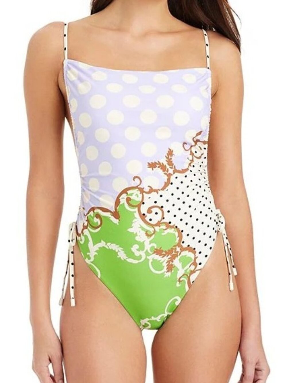 Sanctuary Mixed Print Ruched One-Piece Swimsuit NWT Size XL